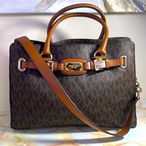 Michael Kors Brown Monogram Large Hamilton Tote NWT